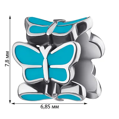 Срібний шарм «Метелики» з блакитною емаллю  (арт. 7903/2880ег)