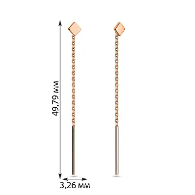 Длинные серьги-протяжки из красного золота  (арт. 108419)