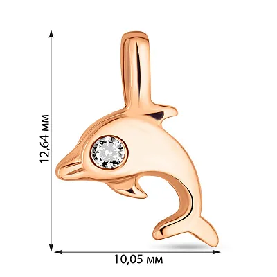Золотая подвеска &quot;Дельфин&quot; с фианитом (арт. 423663)