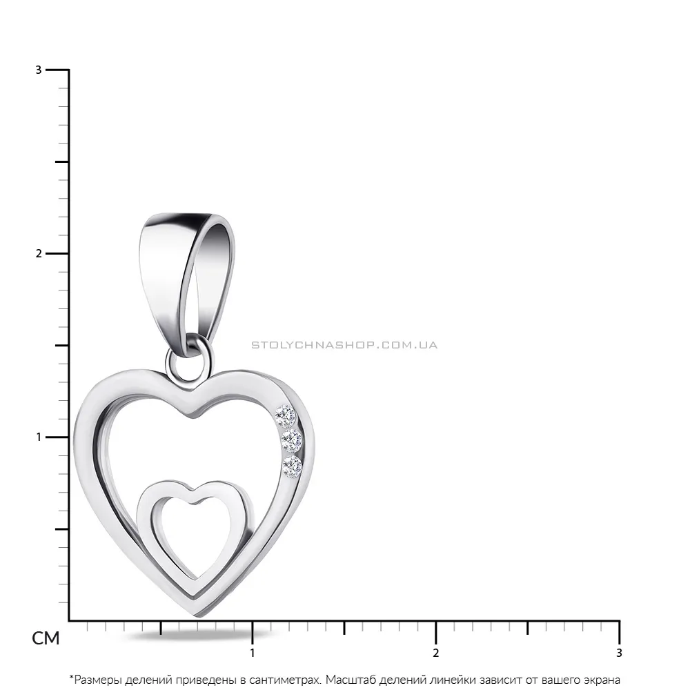 Серебряный подвес "Сердце" с фианитами (арт. 7503/3374) - 2 - цена