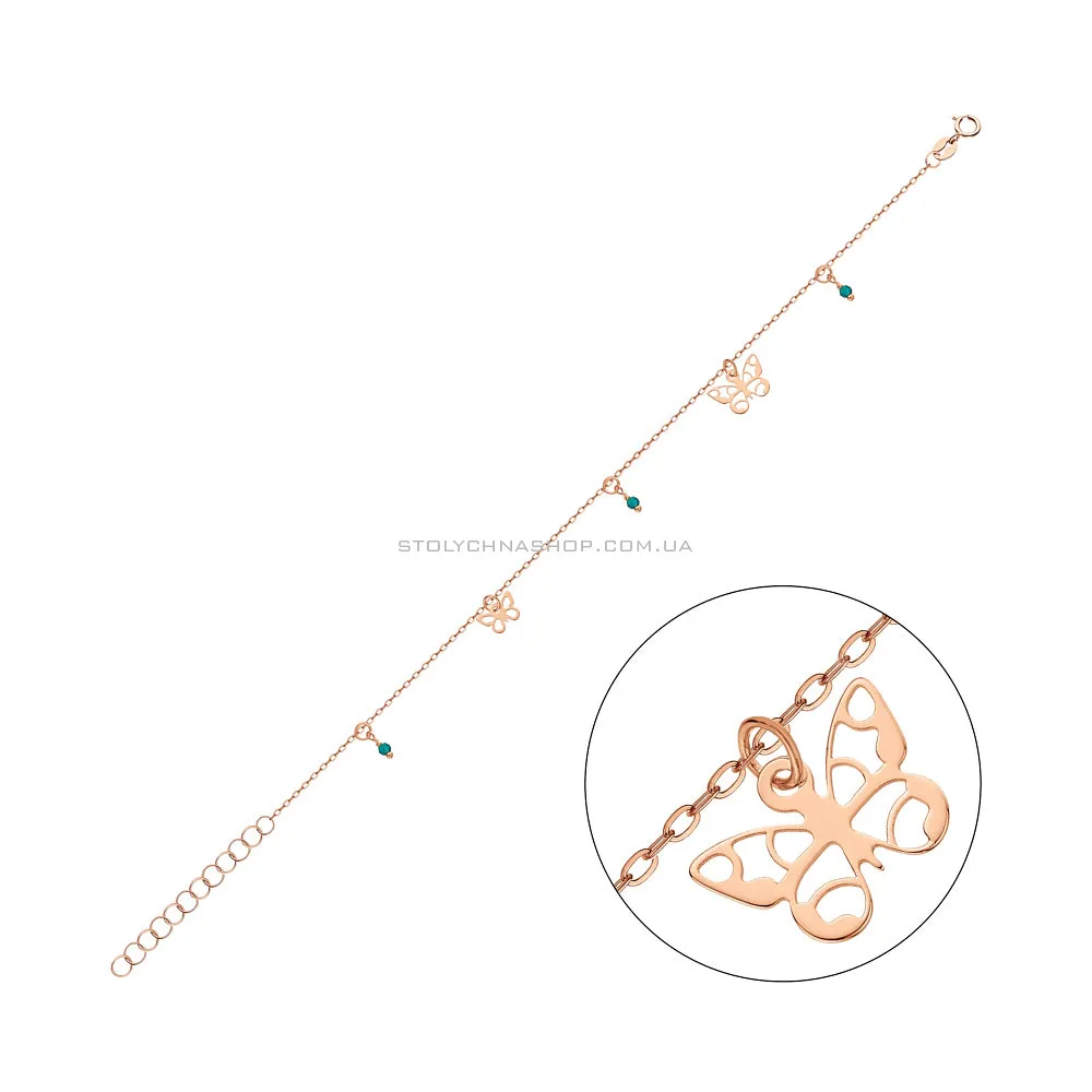 Золотий браслет Метелики з фіанітами  (арт. 326956брз) - цена