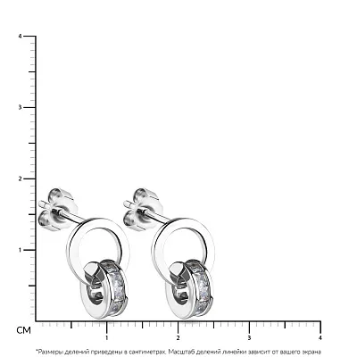 Срібні сережки-пусети з фіанітами квадратної форми  (арт. 7518/6023)