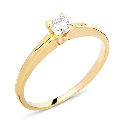 Золотое помолвочное кольцо с фианитом (арт. 140481ж)