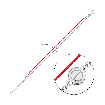 Браслет зі срібла з червоною ниткою (арт. 7309/3087)