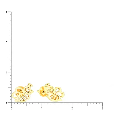Золоті сережки пусети «Бджілки» (арт. 111063ж)
