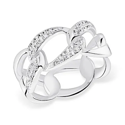 Широкое серебряное кольцо Trendy Style с фианитами  (арт. 7501/5553)