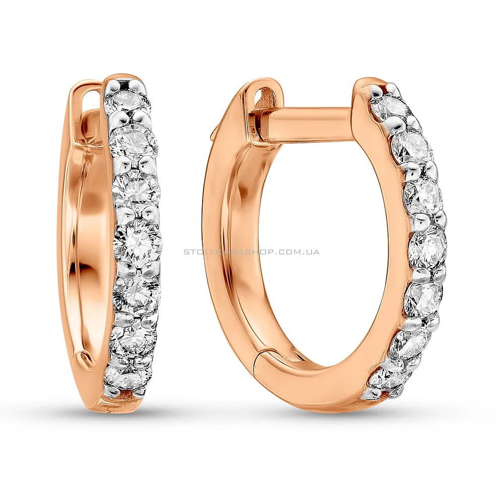 Золотые серьги-кольца с бриллиантами (арт. 2106552201) - цена