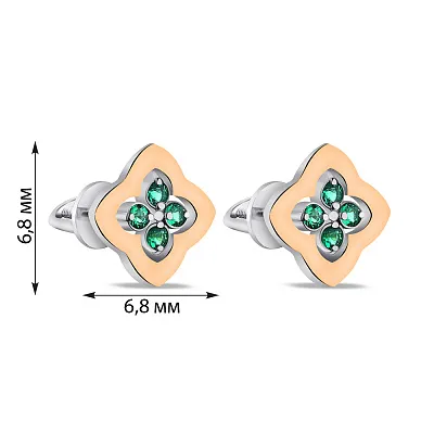 Сережки-пусети Клевер зі срібла з альпінітами (арт. 7218/546азсю)