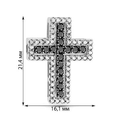 Хрестик трансформер з білого золота з діамантами (арт. 3109472202ч)