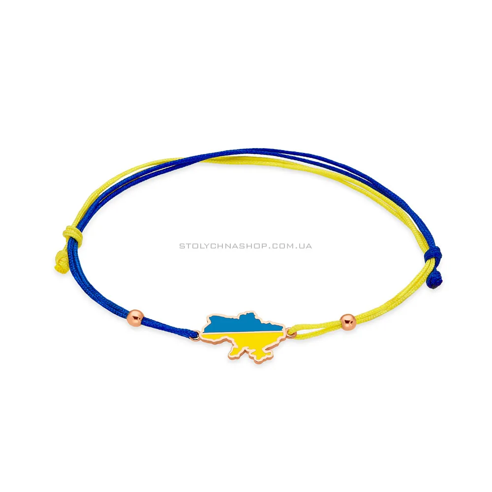 Браслет на нитці з золотою вставкою в синьому і жовтому кольорах  (арт. 340026сжесж) - цена