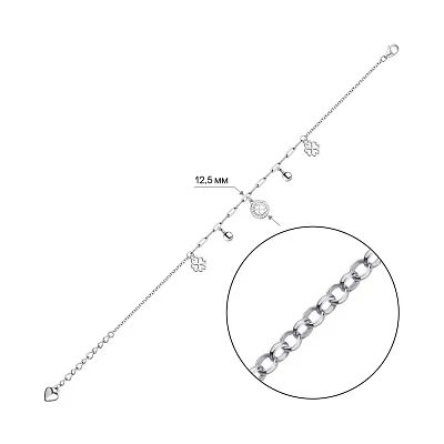 Браслет из серебра с подвесками (арт. 7509/3975)