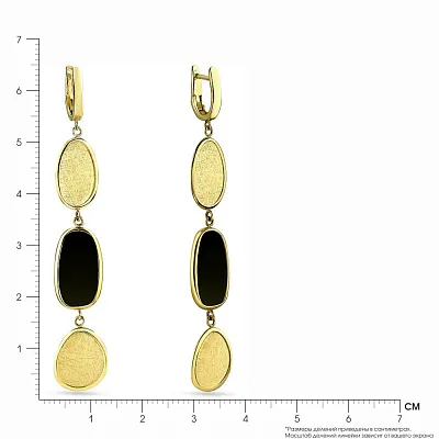 Золоті сережки-підвіски Diva з оніксом (арт. 107593жо)