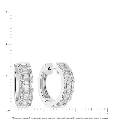 Серьги-кольца из белого золота с бриллиантами  (арт. С28049б)