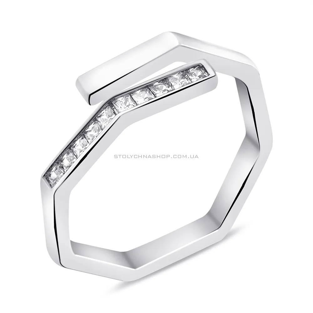 Безразмерное кольцо из серебра с фианитами (арт. 7501/6707) - цена