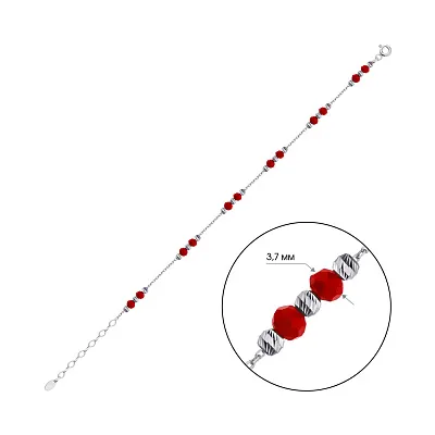 Браслет из серебра с красным ониксом (арт. 7509/3951ок)