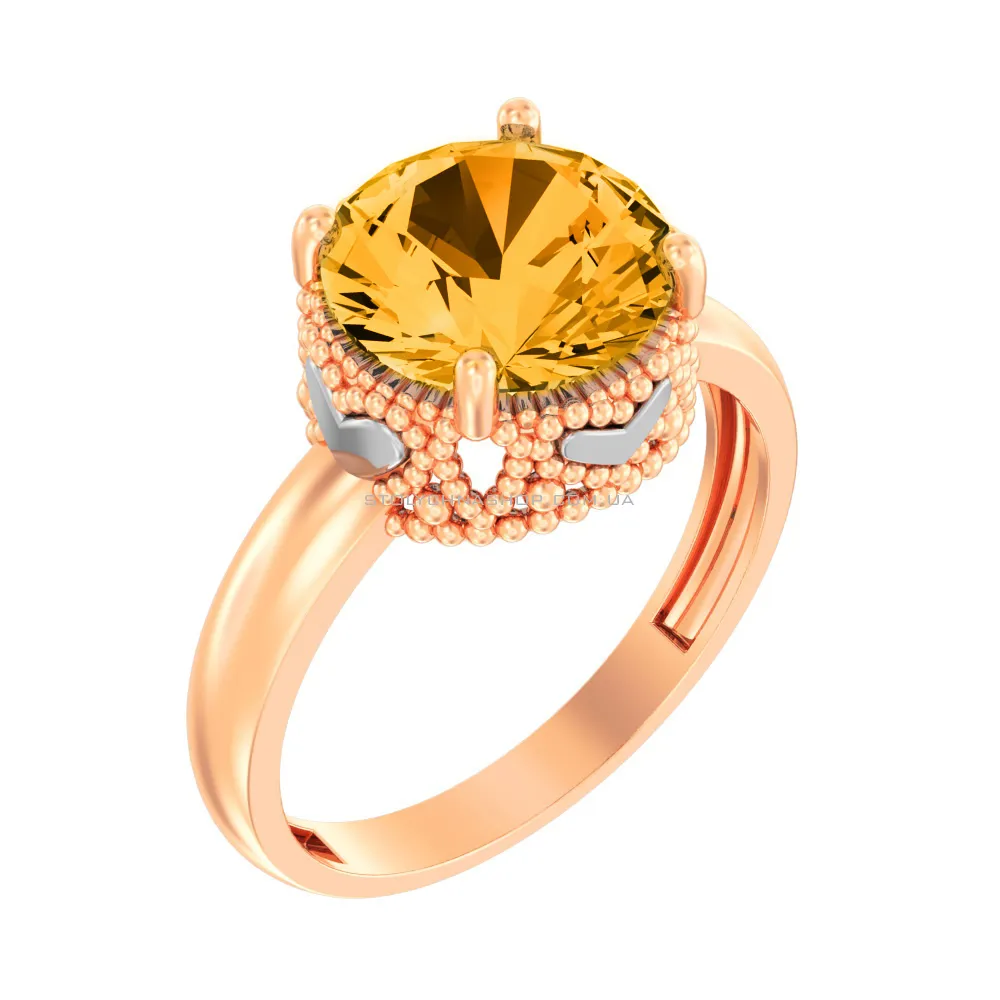 Золотое кольцо с цитрином  (арт. 140573Пц) - цена