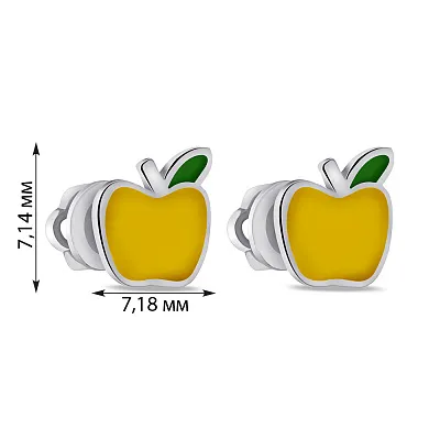 Срібні сережки Яблуко з емаллю (арт. 7518/1068вежзсю)