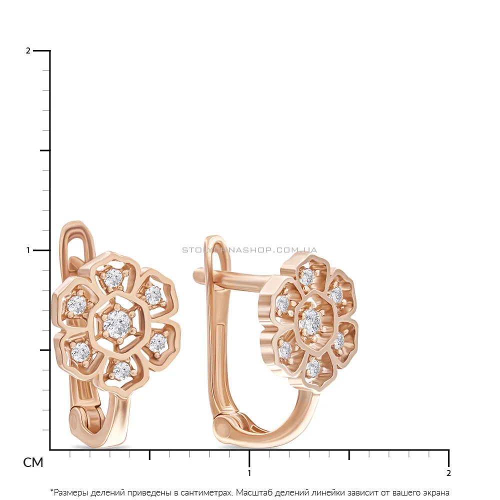 Золоті сережки для дітей «Квіти» з фіанітами (арт. 106556)