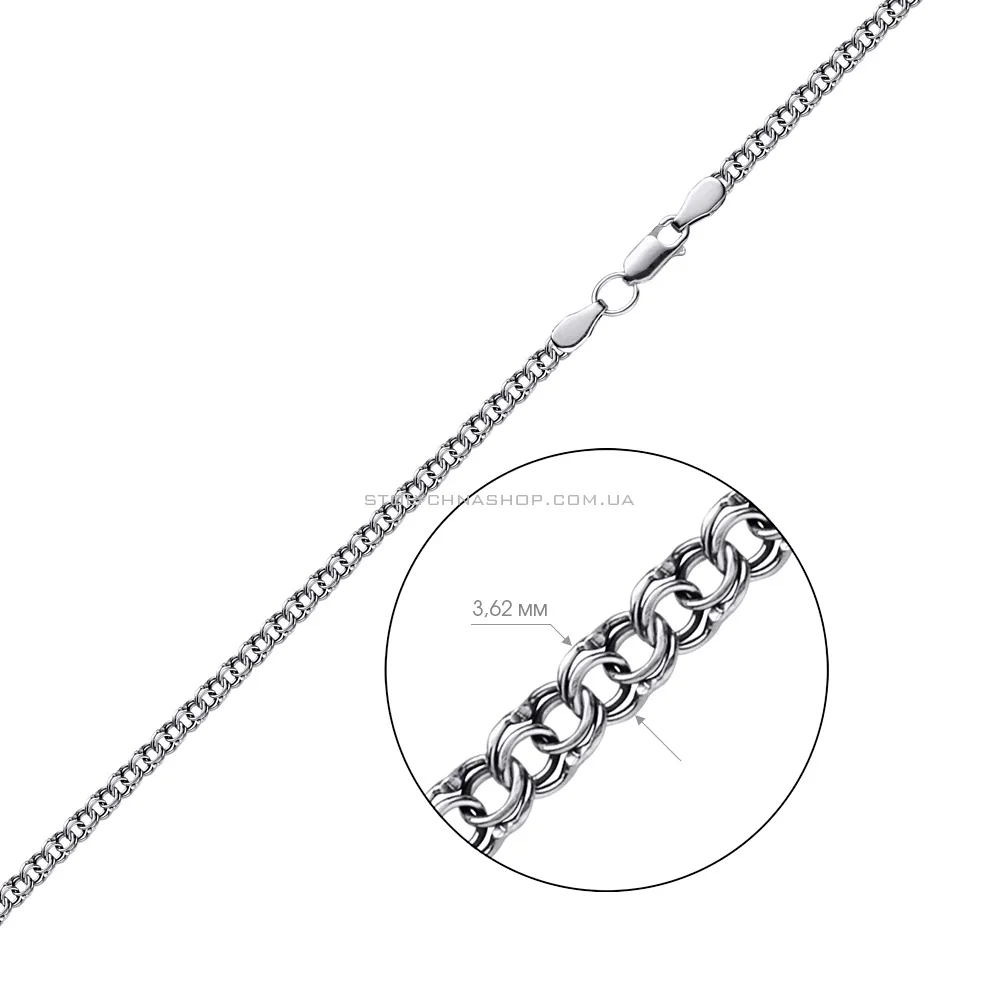 Срібний ланцюжок плетіння Козацький бісмарк (арт. 7908/1055/3-ч) - 2 - цена