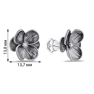 Срібні сережки Квітка з фіанітами (арт. 7918/2911)