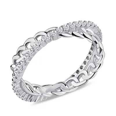 Переплетенное кольцо из серебра Trendy Style с фианитами  (арт. 7501/5906)