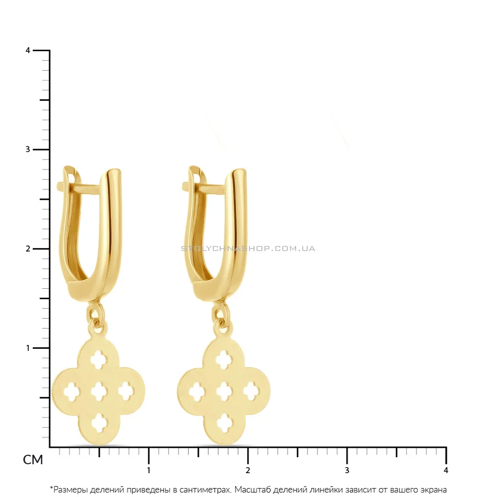 Сережки-підвіски з жовтого золота (арт. 105156ж) - 2 - цена