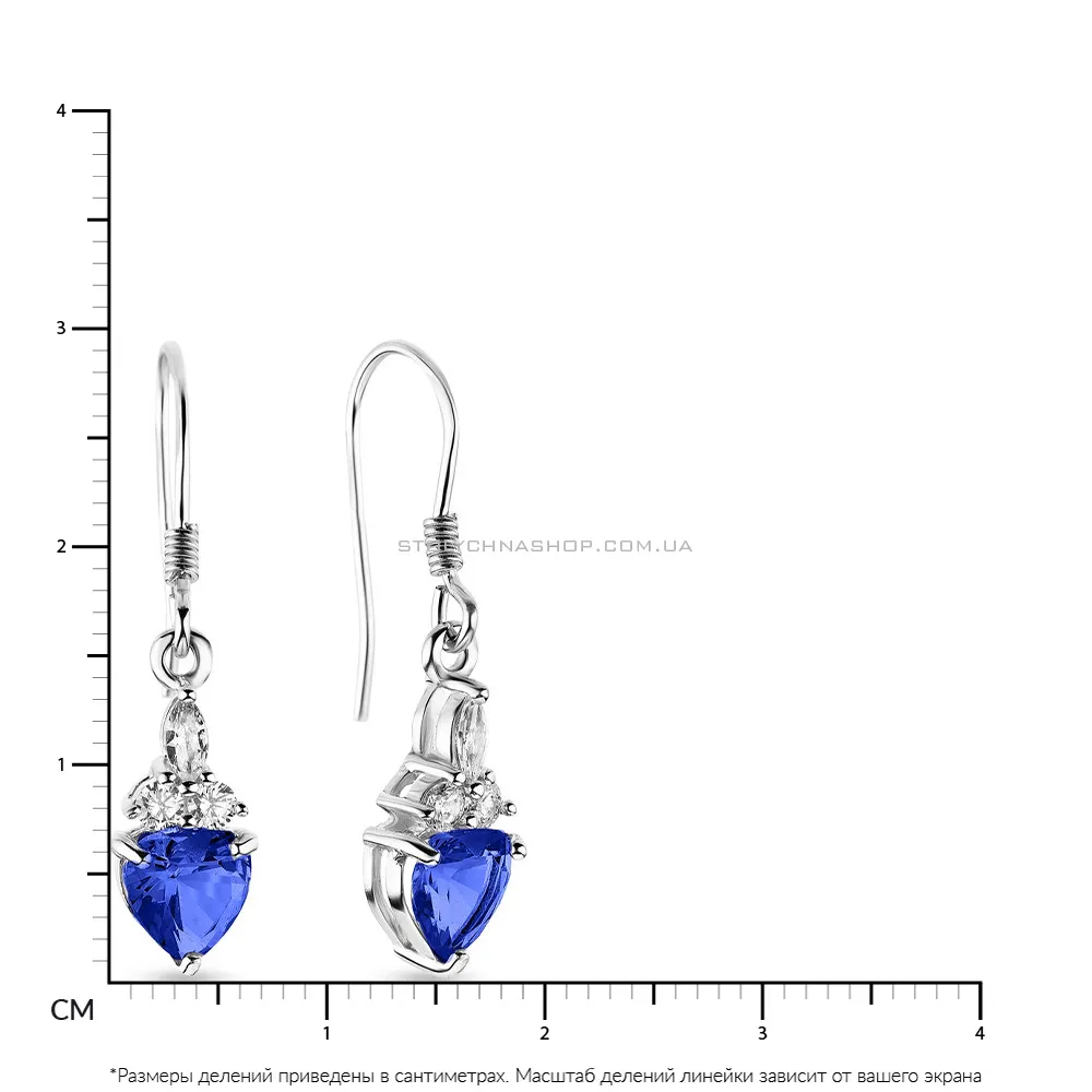 Сережки из серебра с синим фианитом (арт. 7502/3625цс)