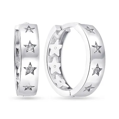 Серьги-кольца &quot;Звезды&quot; из серебра с фианитами Trendy Style  (арт. 7502/4581/20)