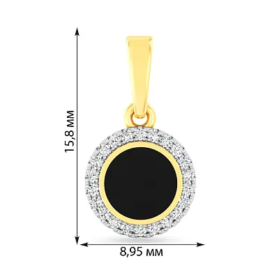 Підвіс з жовтого золота Лýна з емаллю і фіанітами (арт. 441219жеч)