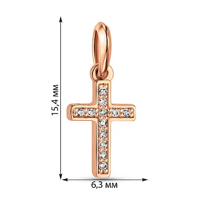 Хрестик з червоного золота з діамантами  (арт. 3102088201)