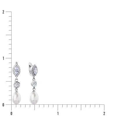 Срібні сережки підвіски з перлами  (арт. 7502/3606жб)
