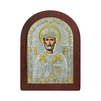 Серебряная икона «Святой Николай» (103х75 мм) (арт. AR-2/003AG/R)