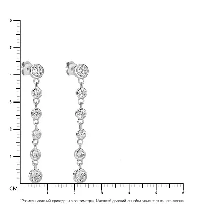 Серебряные пусеты с дорожками из белых фианитов (арт. 7518/5595)