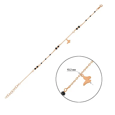 Золотой браслет «Бабочка» с ониксом (арт. 324873оаП1)
