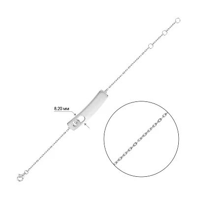 Браслет из серебра с пластиной и одним фианитом  (арт. 7509/3194)