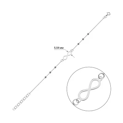 Браслет из белого золота &quot;Бесконечность&quot; с алмазной гранью (арт. 324868/15ба)