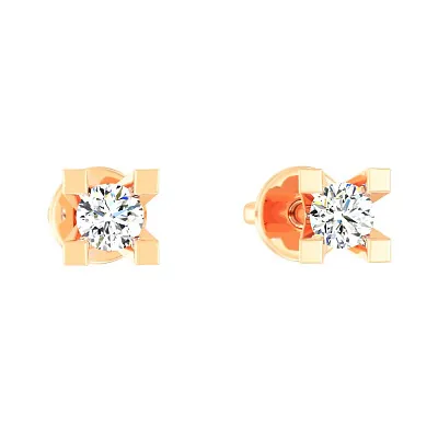 Сережки-пусети золоті з діамантами  (арт. Т011238015)