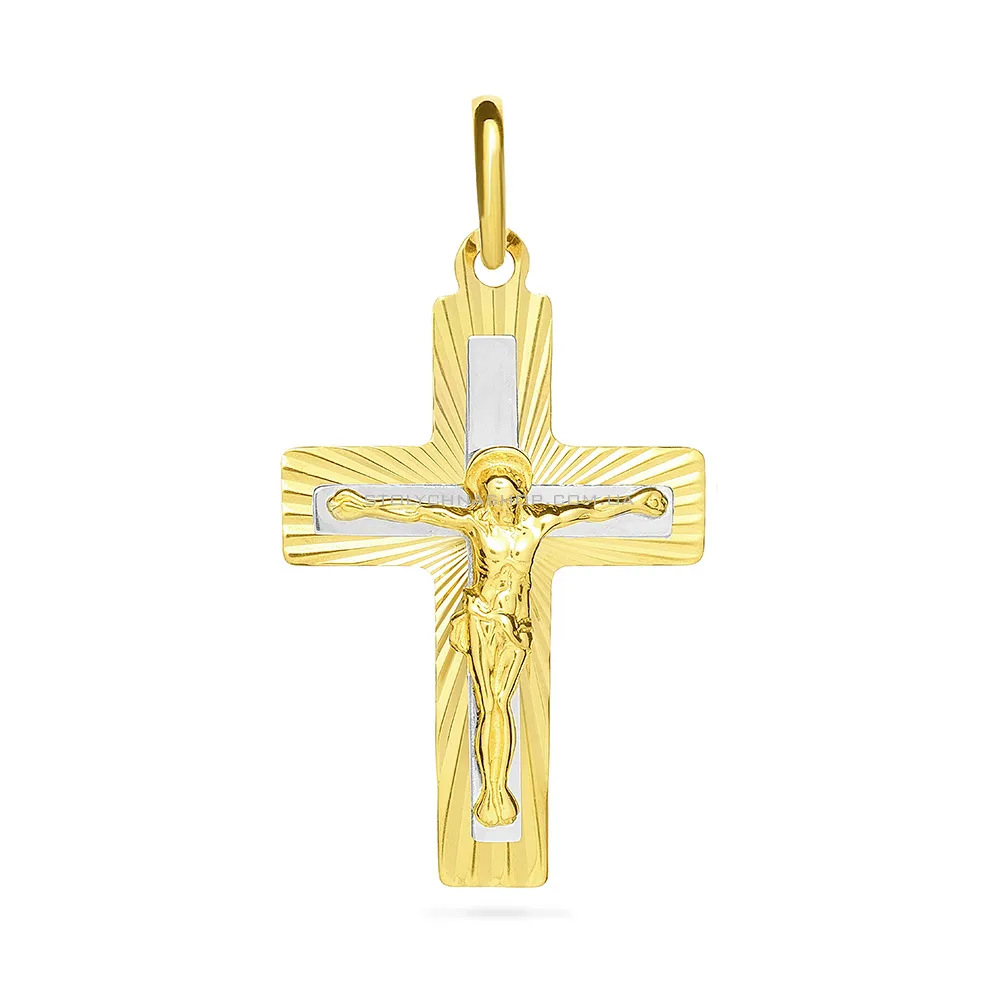 Хрестик з жовтого золота з родіюванням (арт. 521123жн) - цена