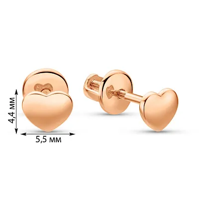 Золотые серьги пусеты Сердечки  (арт. 2007928101)