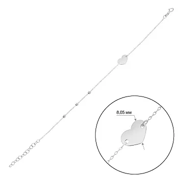 Браслет золотий «Сердечко» в білому кольорі металу (арт. 324875ба)