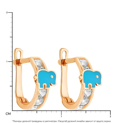 Сережки для детей «Слоники» из красного золота  (арт. 104216ег)