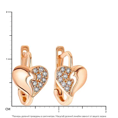 Дитячі золоті сережки «Сердечка» з фіанітами (арт. 107897)