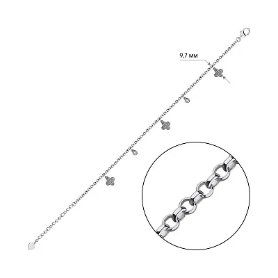 Браслет срібний з підвісками і з фіанітами  (арт. 7509/4687)