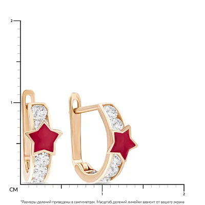 Золотые сережки для детей с эмалью и фианитами (арт. 104211)