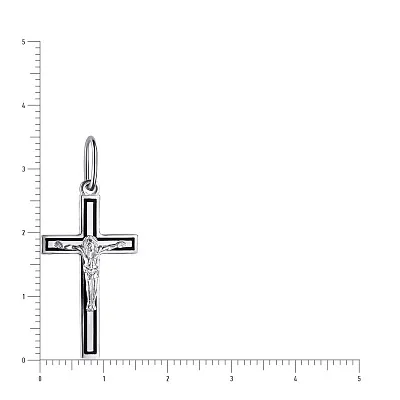 Серебряный нательный крестик с распятием и эмалью (арт. 7504/33125еч)