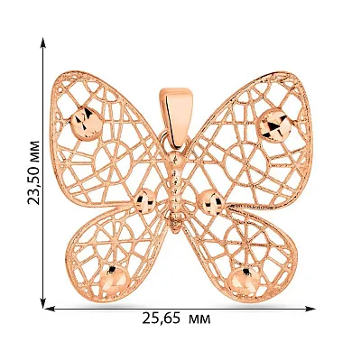 Підвіс з червоного золота в формі метелика (арт. 424631)