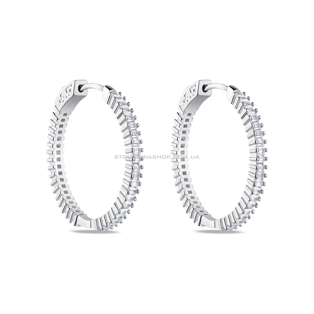 Сережки-кільця срібні з доріжками з фіанітів  (арт. 7502/4738/30) - цена