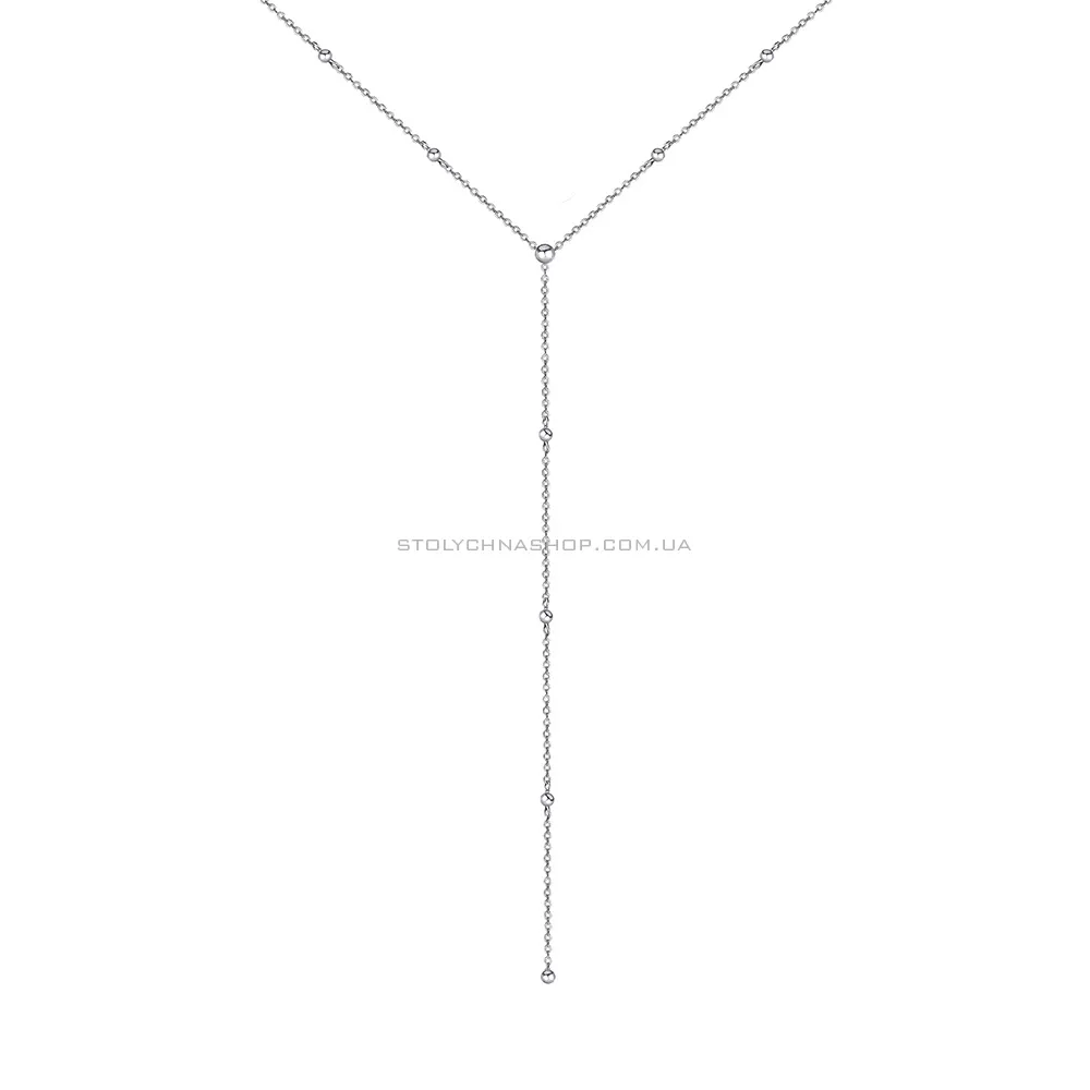 Серебряное колье-галстук удлиненное с шариками (арт. 7507/1220)