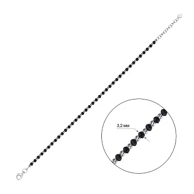 Серебряный женский браслет с ониксом (арт. 7509/2100оч)