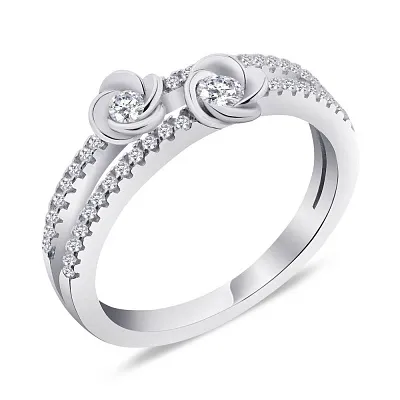 Двойное серебряное кольцо &quot;Цветок&quot; с фианитами (арт. 7501/5254)